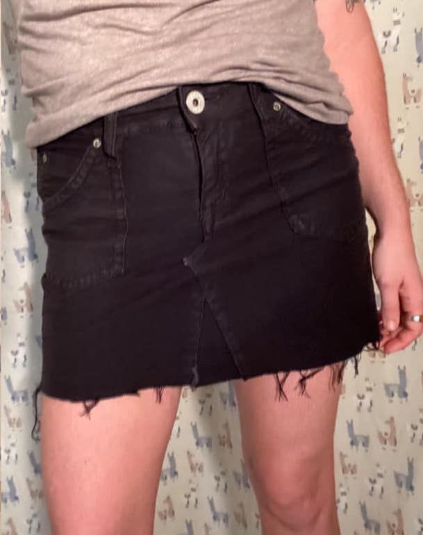 Turning denim shorts or jeans into a mini skirt
