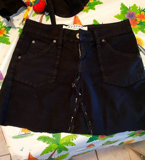 Turning denim shorts or jeans into a mini skirt